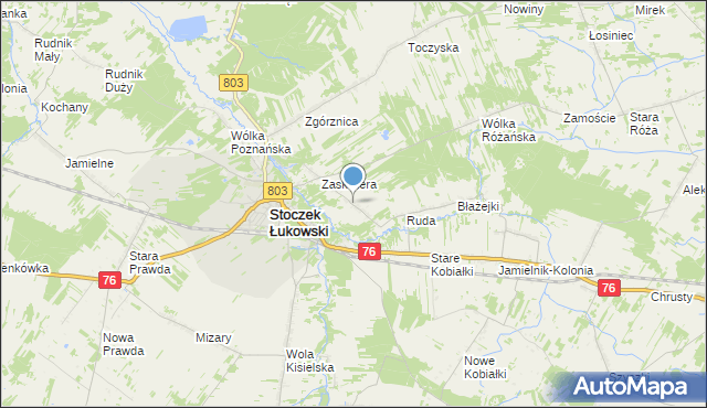 mapa Zabiele, Zabiele gmina Stoczek Łukowski na mapie Targeo
